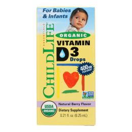 Childlife Organic Vitamin D3 Drops For Babies and Infants - Natural Berry Flavor - .338 oz