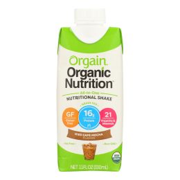 Orgain Organic Nutritional Shake - Iced Cafe Mocha - Case of 3 - 11 fl oz.