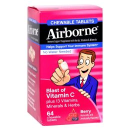 Airborne - Chewable Tablets with Vitamin C - Berry - 64 Tablets